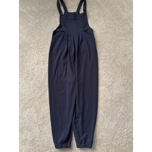 HALARA Pants - Halara Navy Blue Waffle Knit Pleated Bib Overalls Jogger Jumpsuit Womens Small